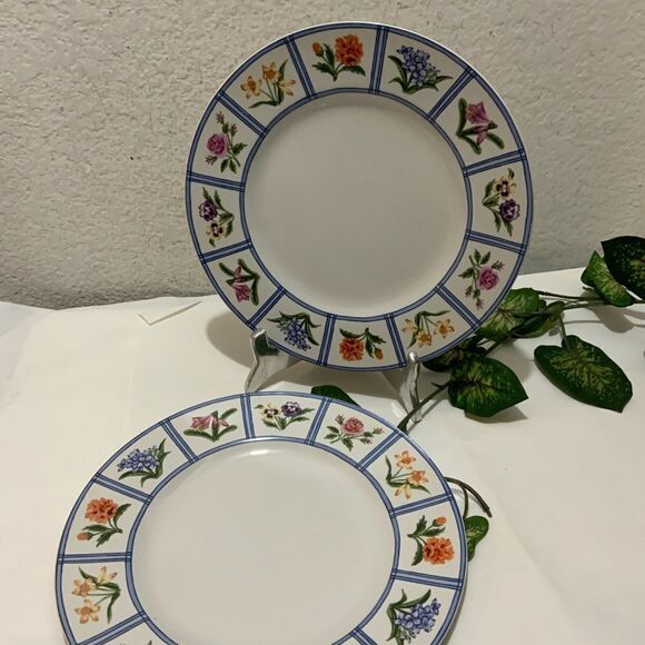 2 AMERICAN ATELIER ELIZABETH 5020 Dinner Plate Granny Core Floral Gingham A2 - Picture 3 of 7